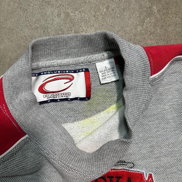 Vintage 90s Nebraska Cornhuskers Striped Crewneck Mens Large Grey Red Sweatshirt - Picture 3 of 6